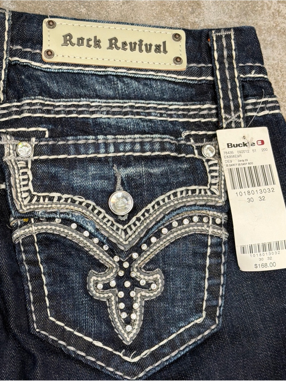 NWT Rock and Revival Darcy Easy Boot Bling Dark Wash Jean Embellished - Picture 5 of 11